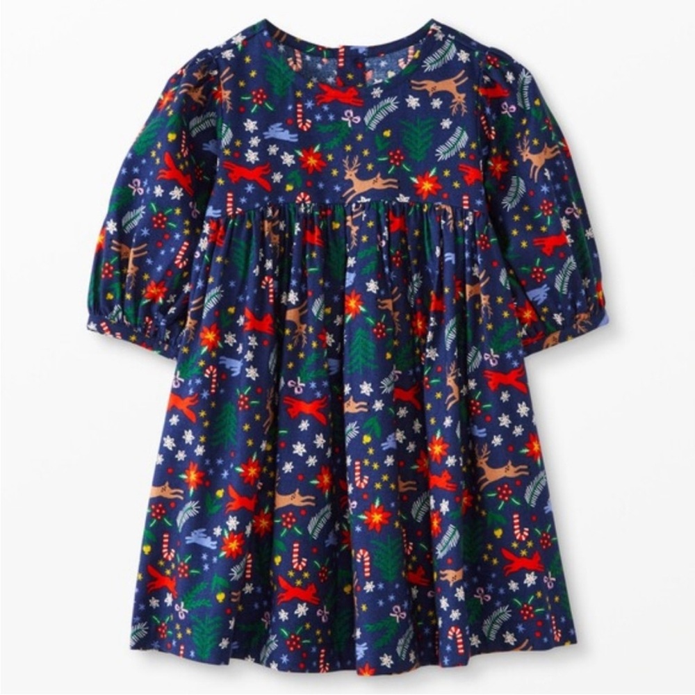 Hanna Andersson Girls Holiday Christmas Dress Reindeer Size 6-7